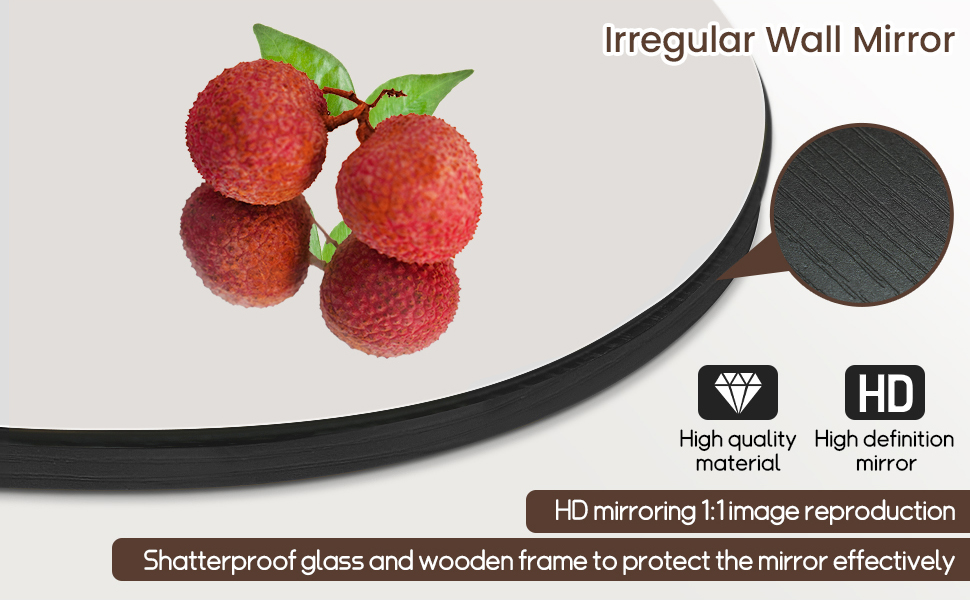 Дзеркало настінне асиметричне GOQELK, 85 x 52 см, декоративне для вітальні, ванної кімнати, спальні
