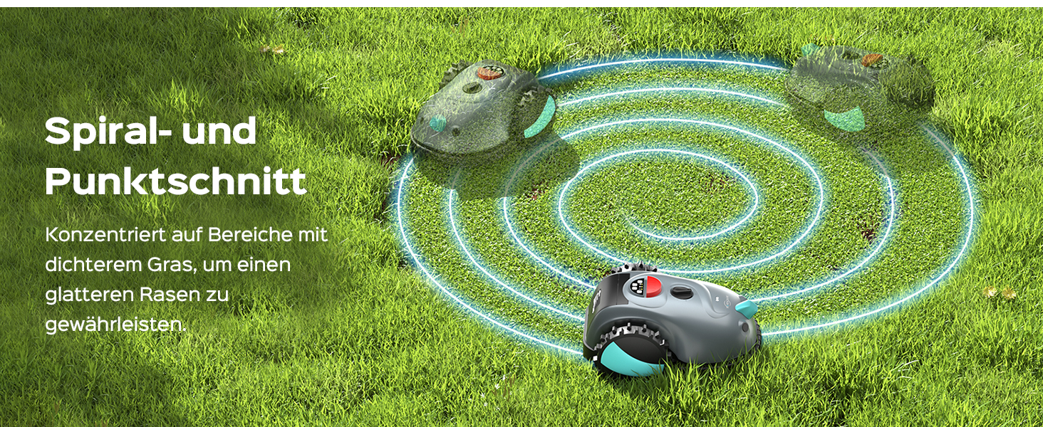 Робот-газонокосилка V100 без обмежувального кабелю з камерою, уникнення перешкод, навігація Vision, акумулятор 4 Ah, 150㎡, запасні леза, спіральне косіння, сірий колір