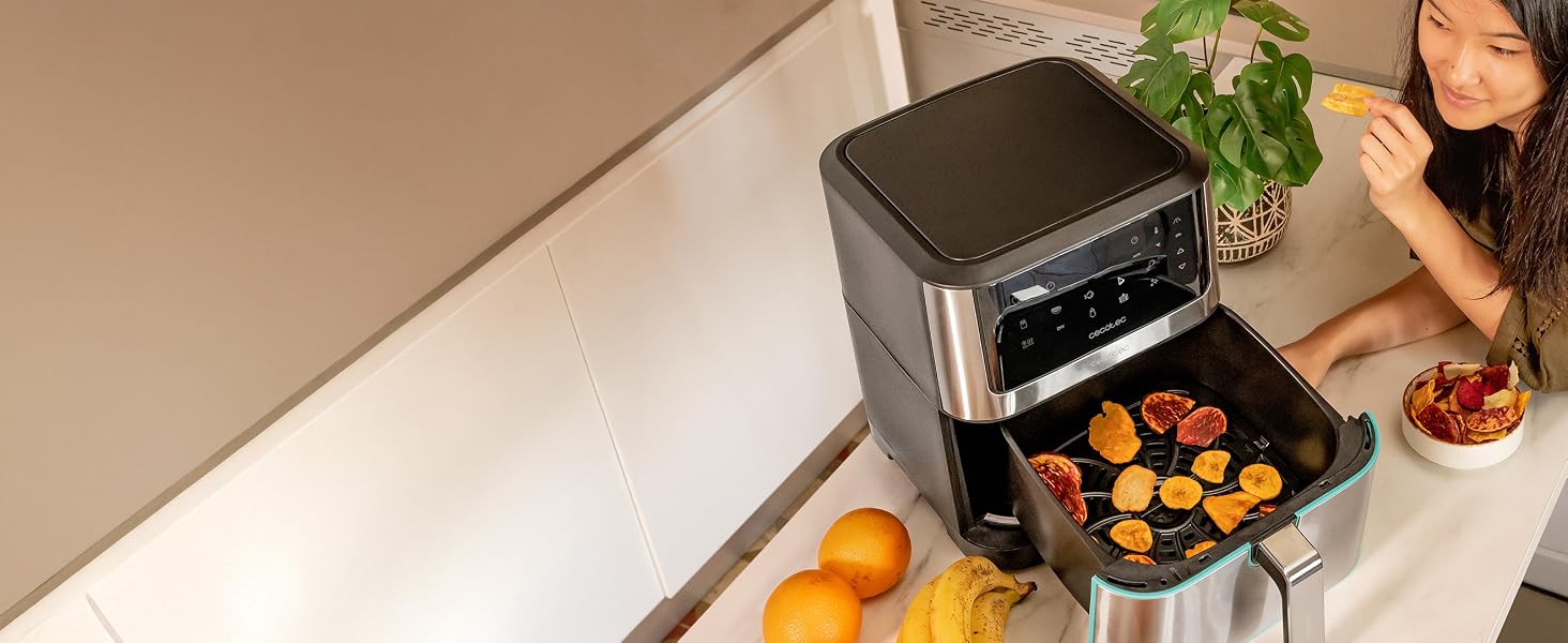 Аерофритюрниця Cecotec Cecofry Advance 9000 Window з подвійним кошиком 9л (2x4.5л), 2200 Вт, сенсорне керування, вікно перегляду та підсвіткою, 8 програм, нержавіюча сталь