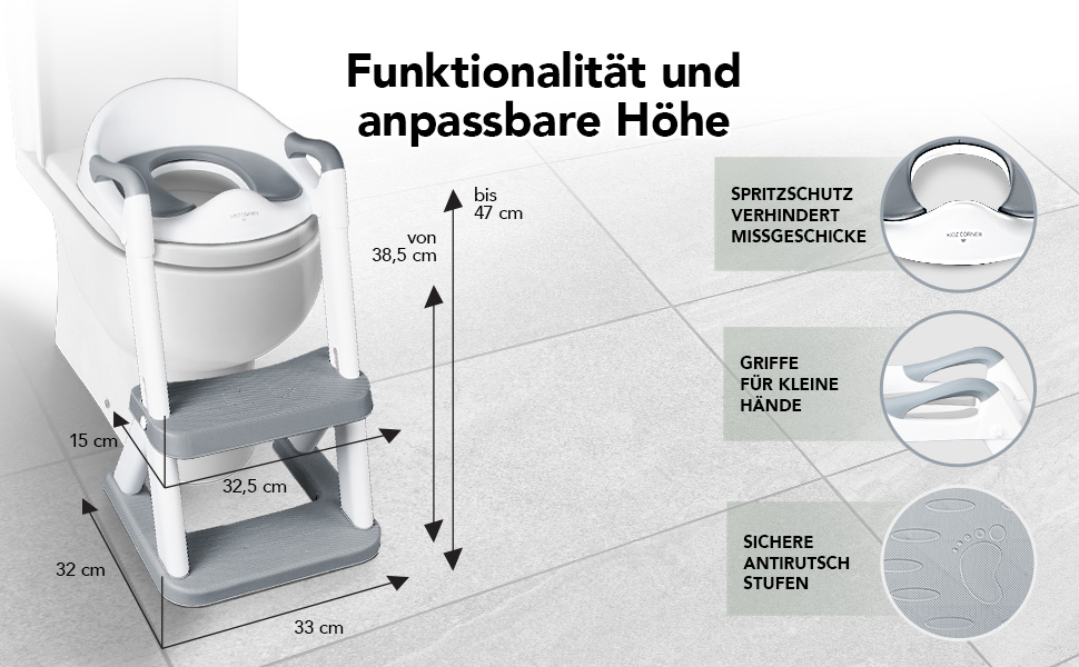 Дитячий унітаз-сходи KidzCorner з регульованою висотою, складаний, для привчання до горщика та як підніжка