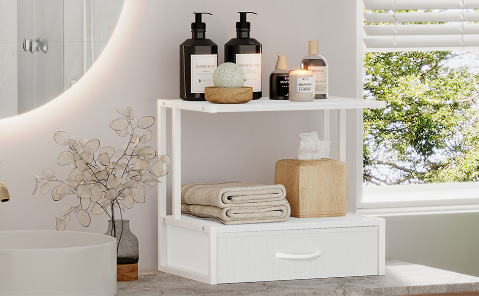 Підставка для принтера на стіл з ящиком для документів, органайзер для офісу, підставка для принтера, факсу, сканера (білий)