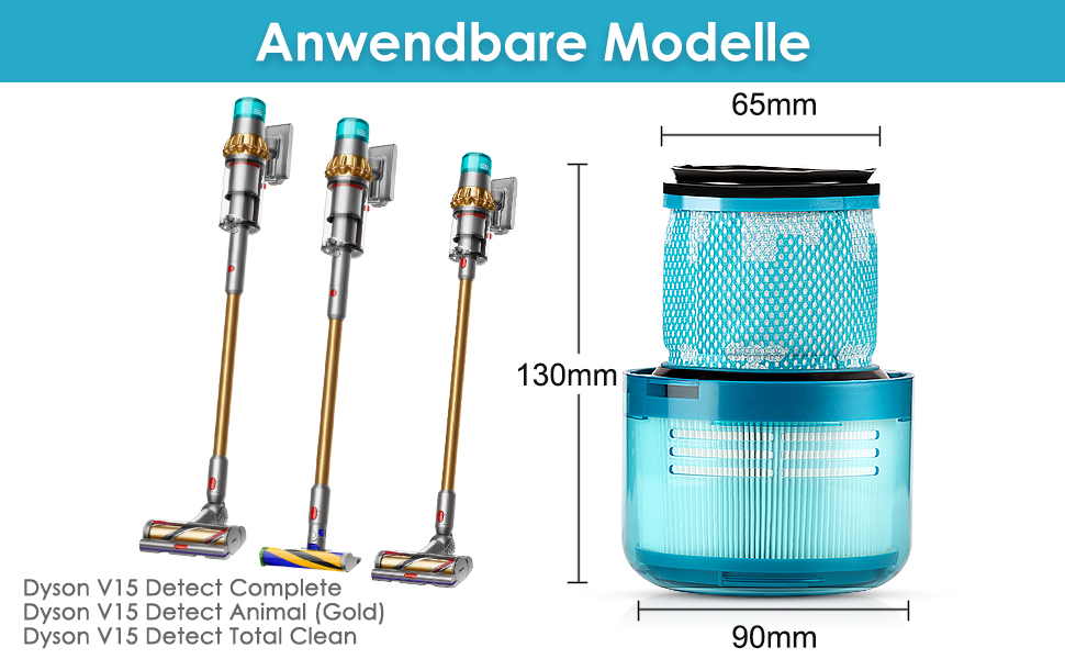 Змінний фільтр для Dyson V15 detect Complete, V15 Animal, вакуумний фільтр для Dyson V11 SV14, замінити Артикул 970013-02, комплект з 3 фільтрів, миються і багаторазові Фільтри для V15 V11 Sv14 (3 шт.), 3 шт.)
