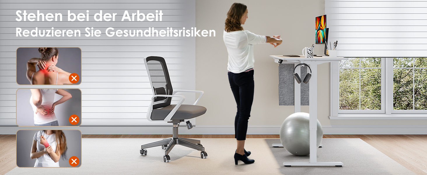 Електричний регульований стіл висотою 120x60 см з пам'яттю, з шухлядами для дому/офісу/навчання (білий)