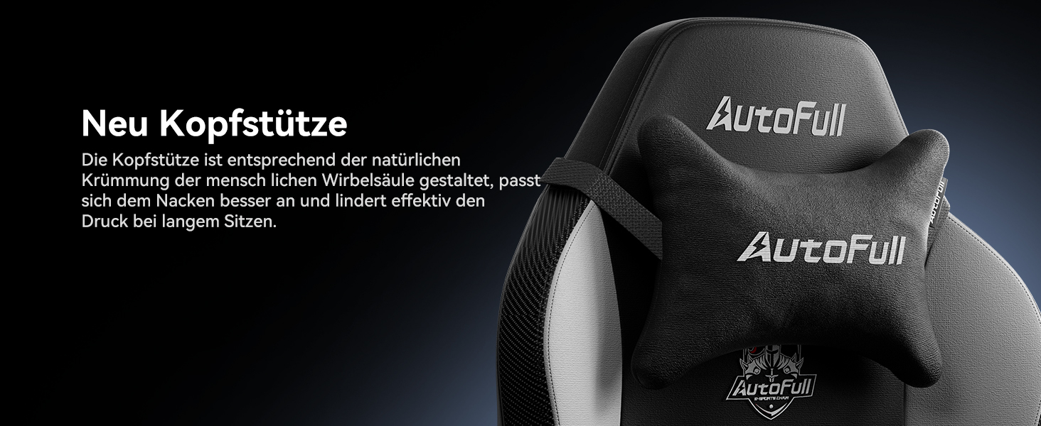 Ігровий крісло AutoFull C3: ергономічний дизайн, 2D підлокітники, підставка для ніг, подушки для голови та попереку, чорно-білий матеріал, 150 кг, комфортний