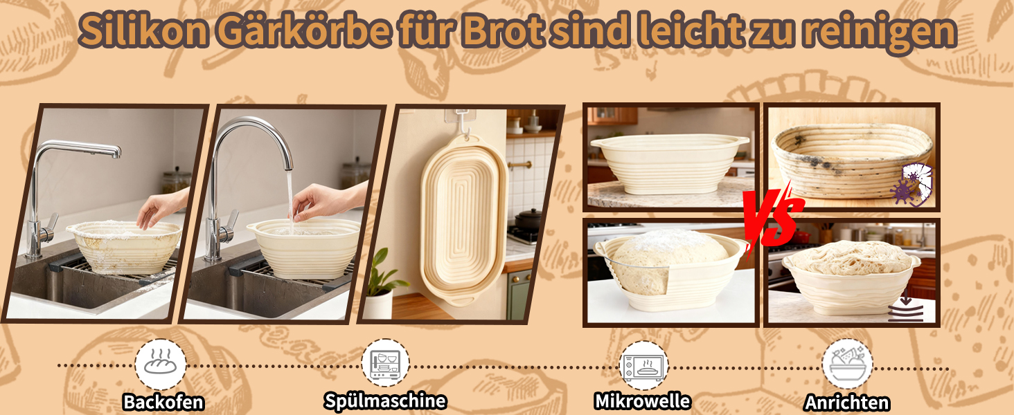 Набір для закваски Daity: 12 предметів для випікання хліба, термоконтейнер, гнітниця для бродіння овальної форми 28 см, силікон, для початківців та професіоналів