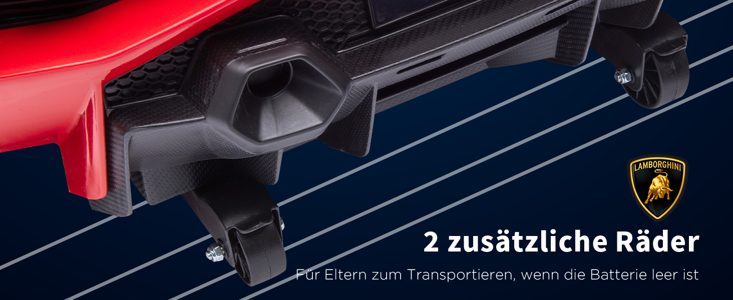 Електромобіль Lamborghini SIAN HOMCOM 12V для дітей, з пультом, музикою (MP3/USB), світлом, металевий, червоний, 108x62x40 см, для дітей 37-60 місяців