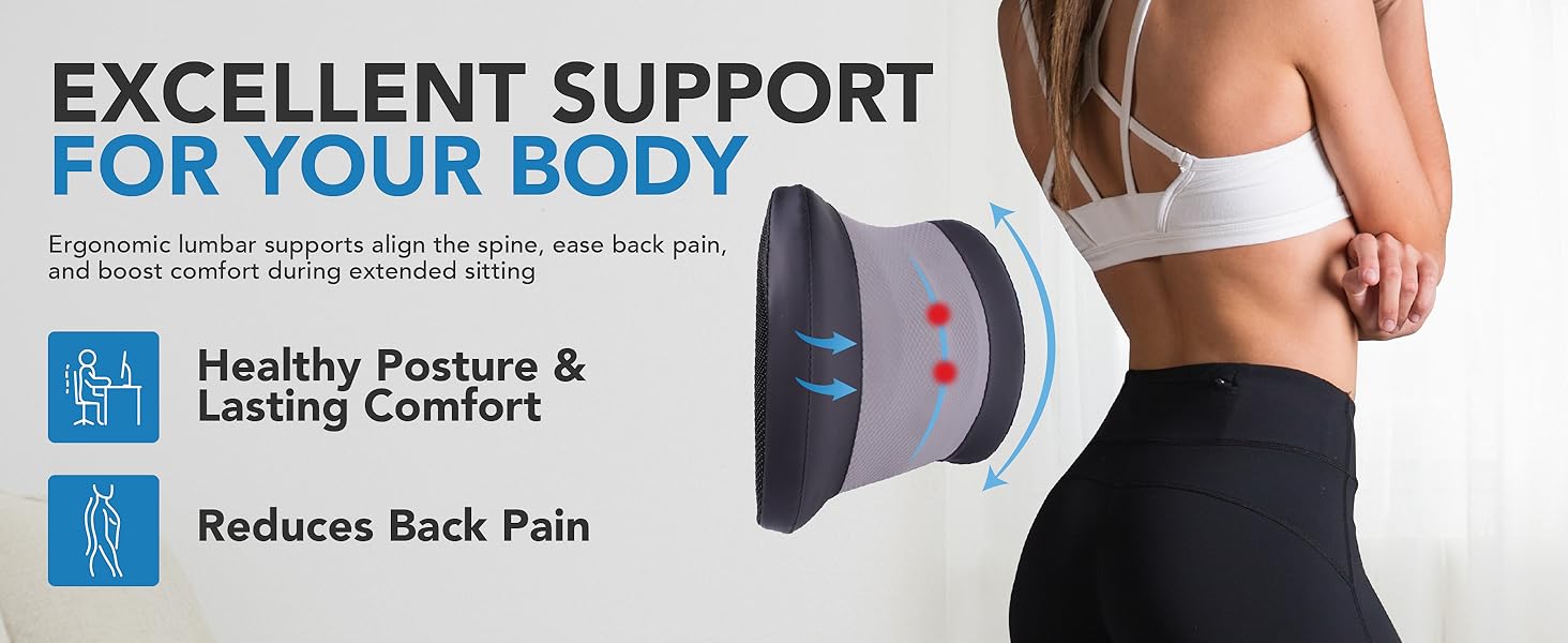 Подушка для підтримки попереку, Memory Foam, для спини, авто, офіс, крісло, інвалідний візок - чорний та сірий