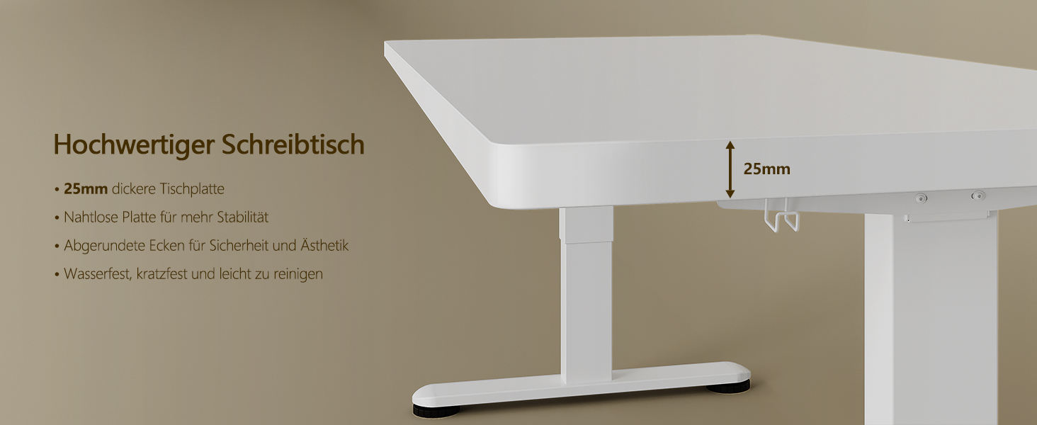 Регульований стіл, 160x80 см, електричний стоячий стіл з подвійним мотором, сенсорна панель, USB-A, кабель-менеджмент, стільниця 25 мм, ергономічний офісний стіл, білий