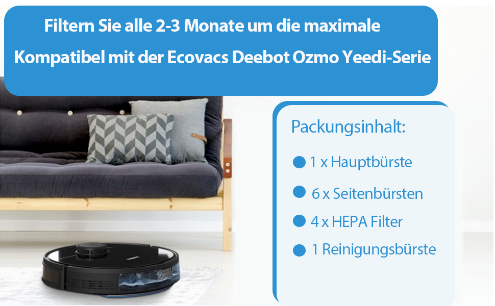 Набір аксесуарів для Ecovacs Deebot Ozmo 950 920 N8 N8 Pro N8 Pro T8 T8 T8 Aivi T8 Макс T9 T9 yeedi 2 гібрид, 12PC