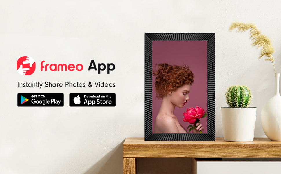 Цифровий фоторамка Frameo з Wi-Fi, 10.1 дюйма, 32GB, сенсорний екран, авто-обертання