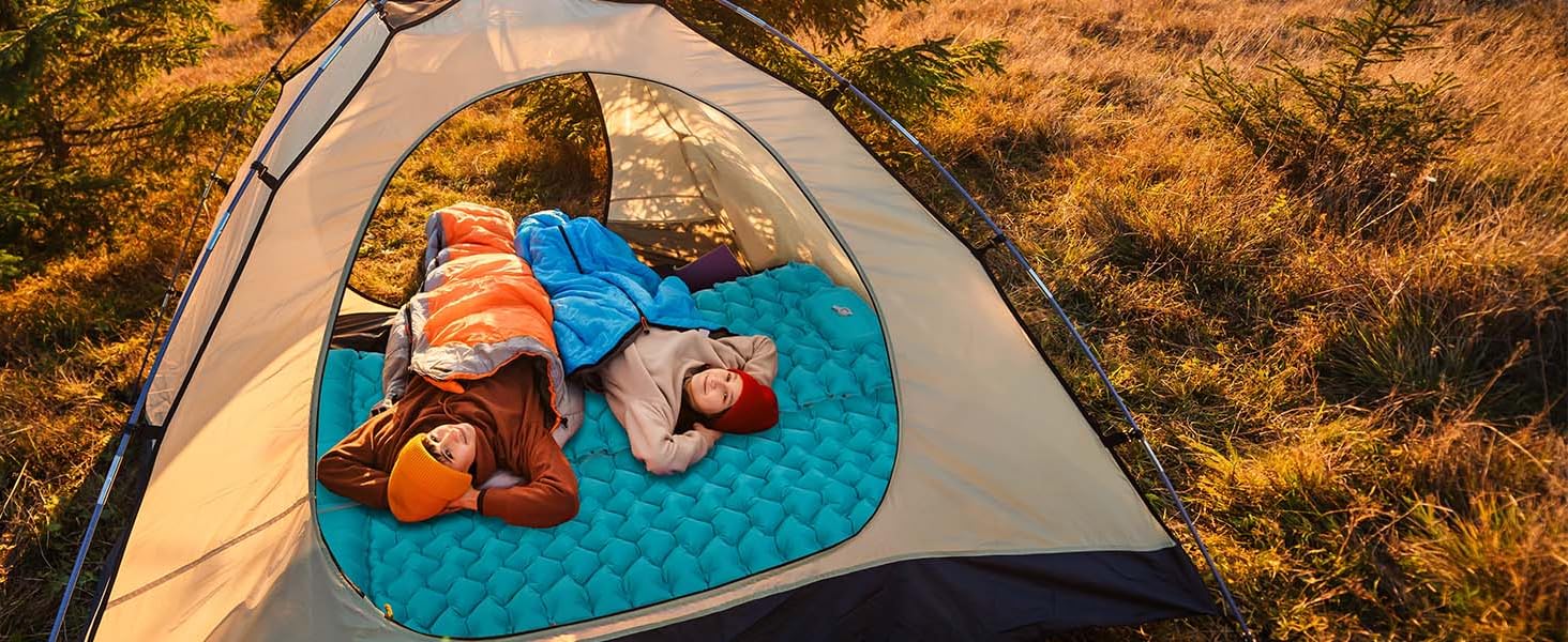 Самонадувний кемпінговий килимок AKSOUL Outdoor: ультралегкий надувний матрац з подушкою, термоізоляційний складний килимок для намету, трекінгу та пляжу, 10 см, колір павлин