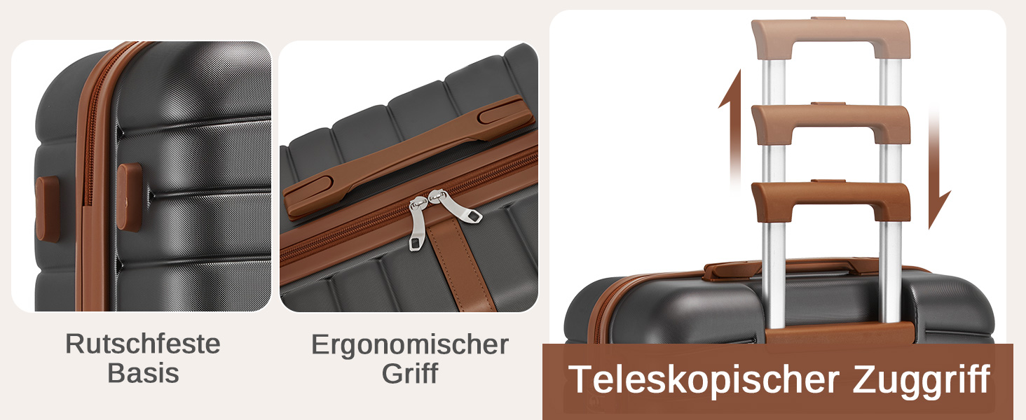 Валіза KONO, середнього розміру, 66 см, ABS+PC, з коліщатами та кодовим замком (темно-зелений/коричневий)