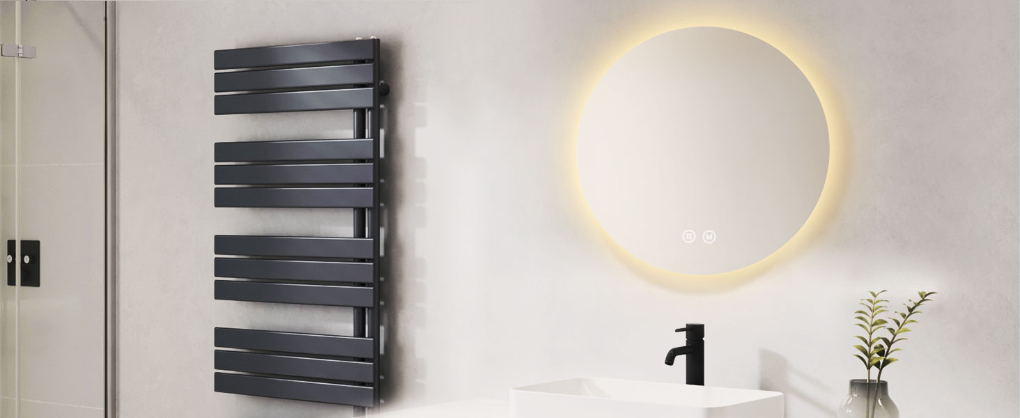 Круглий дзеркало для ванної кімнати з підсвічуванням S'AFIELINA 60 см LED з сенсорним вимикачем, 3 кольори світла (теплий, нейтральний, холодний), регулювання яскравості, 60x60 см