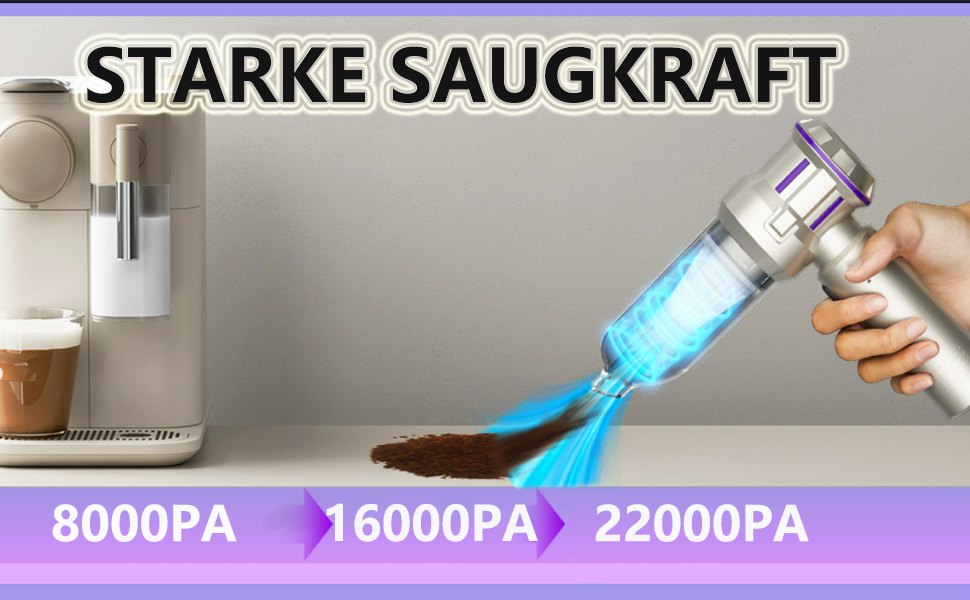 Акумуляторний ручний пилосос для авто та дому 4-в-1, потужність 22000Па, бездротовий з мийним HEPA-фільтром