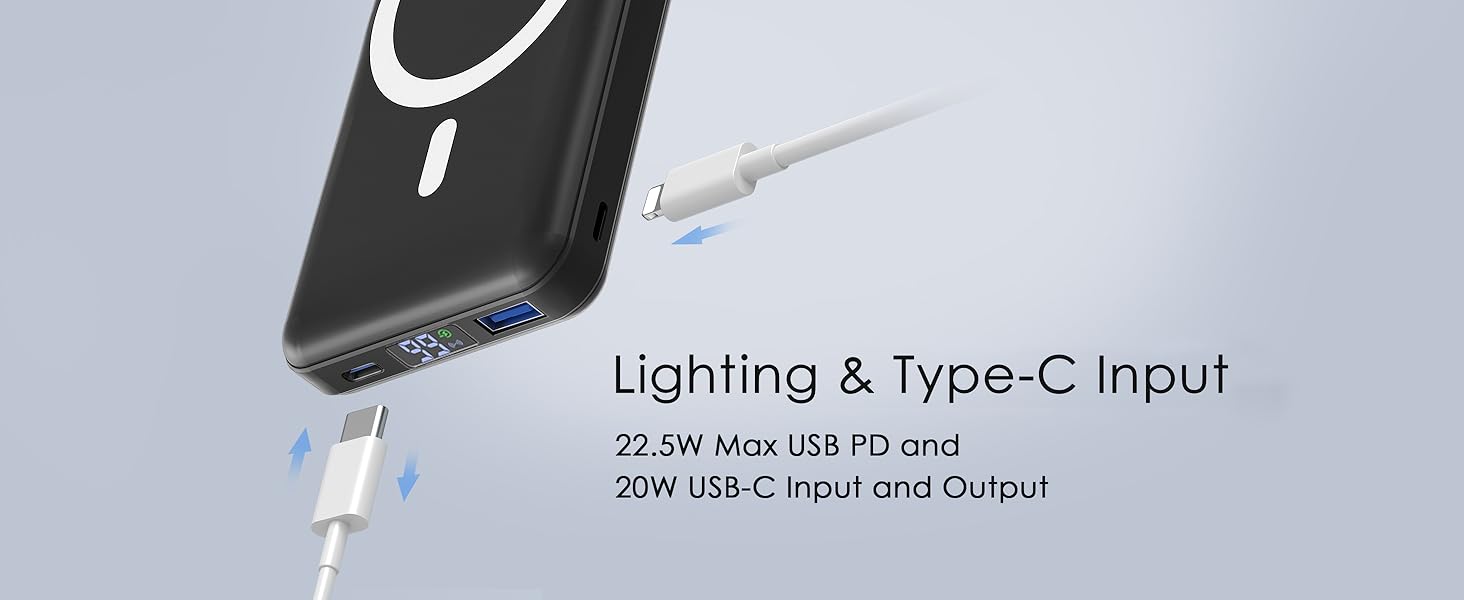 Складний, магнітний, PD 22.5W, LED, для iPhone 16-12 (чорний), 10000mAh