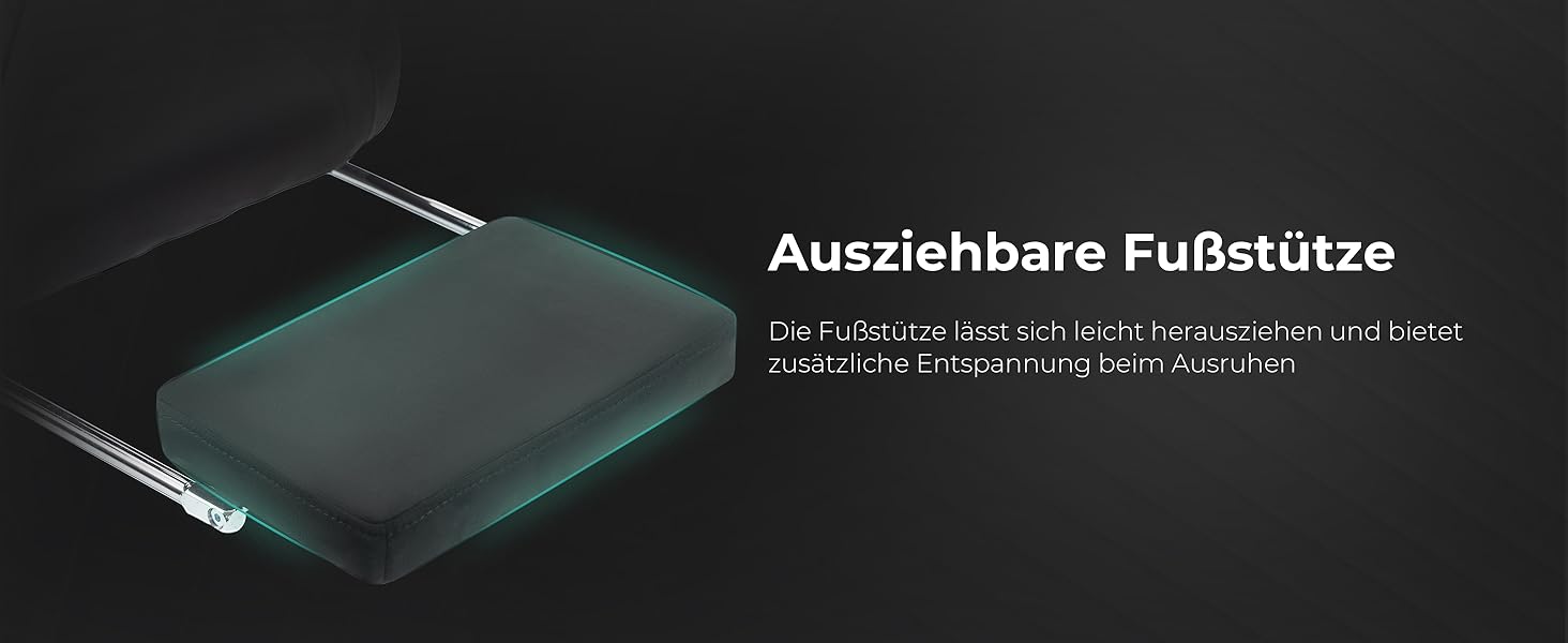 Ігровий крісло Dowinx з регульованою висотою масажного поперекового підпорки, ергономічний дизайн, м'яка мікрофібра велюр, посилене сидіння, підголівник та підніжка в комплекті, кут нахилу 155°, чорний/титан