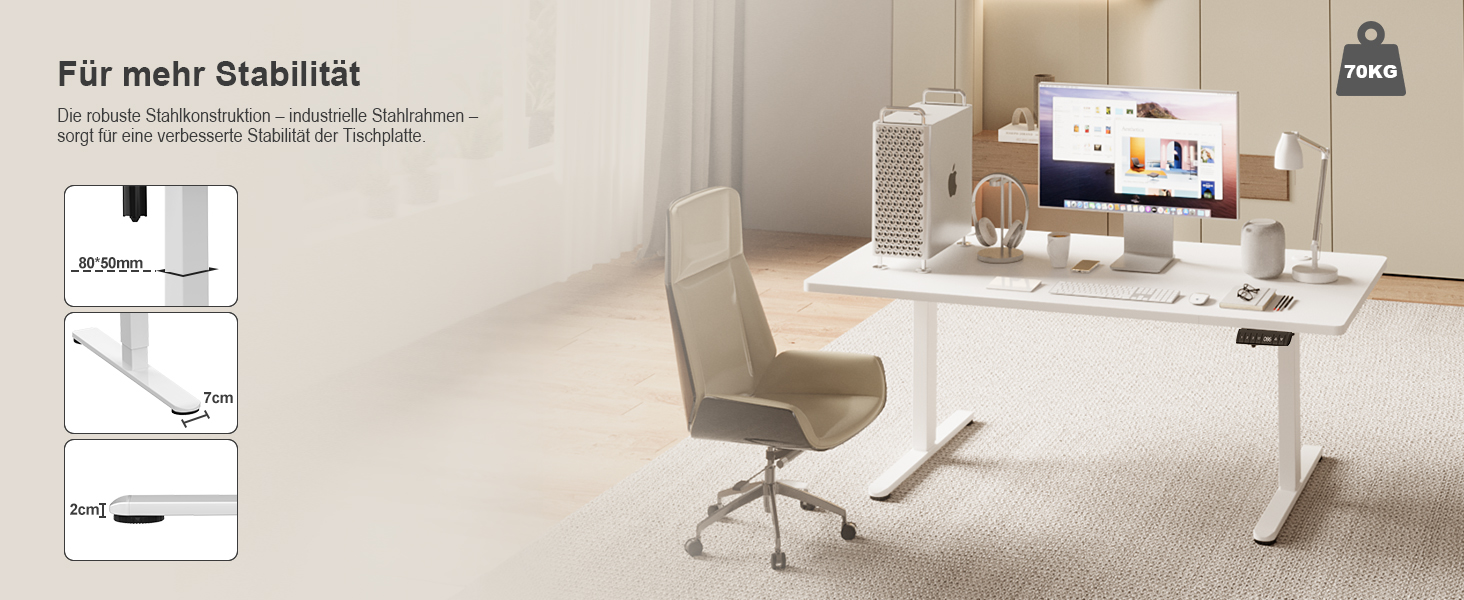 Електричний регульований стіл JUMMICO 160x80 см з підзарядною станцією, білий. Ергономічний стіл для роботи з кабельною організацією