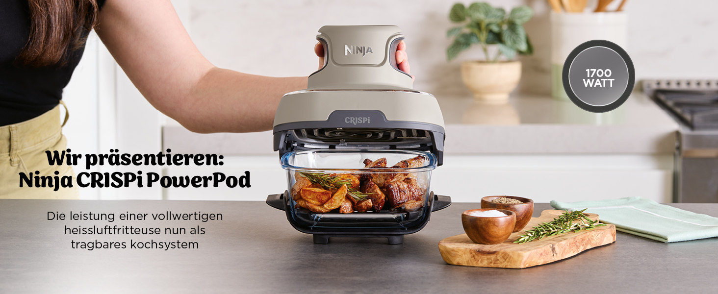 Ninja CRISPi Airfryer - фритюрниця без олії, 3.8 л, 4-в-1, 1700 В, FN101EUSTGD (Stone)