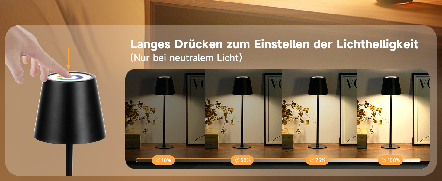 Бездротові LED-лампи настільні, 2 шт. з регулюванням яскравості, 3000K та RGB, перезаряджаються через USB-C, вологостійкі, 5500mAh (Чорний)