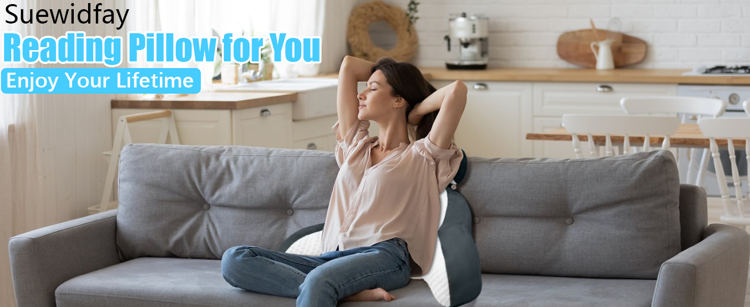 Комфортне крісло-подушка для читання, 70x50 см, сірий, з підголовником та підлокітниками