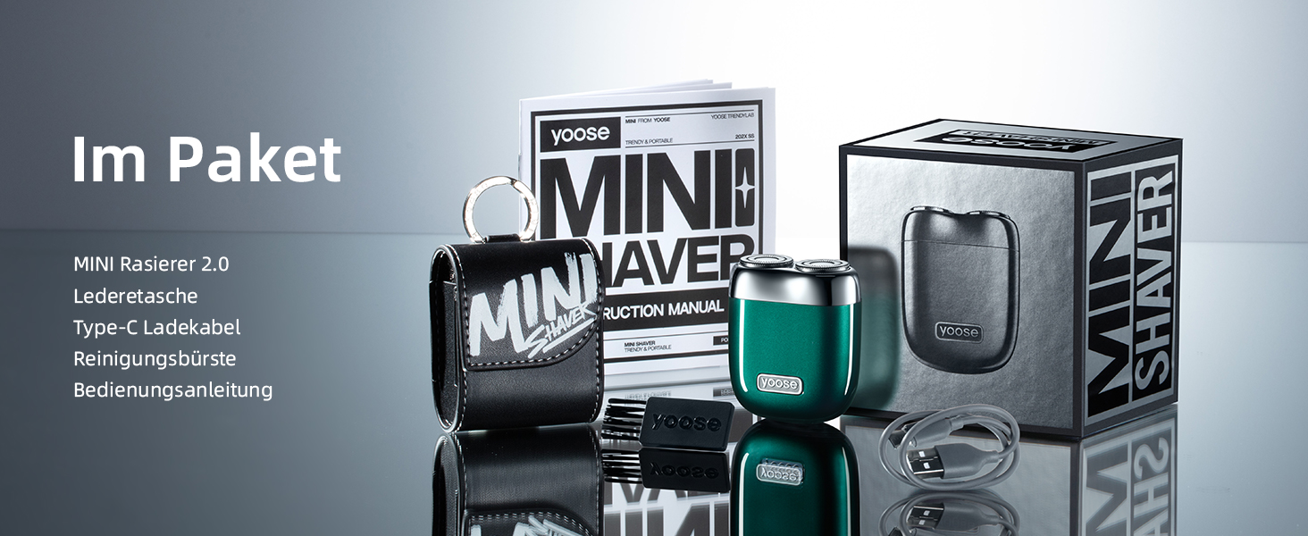 Електрична бритва Yoose MINI для чоловіків, водонепроникна IPX7, з мотором 8000 об/хв, Type-C, зелений колір