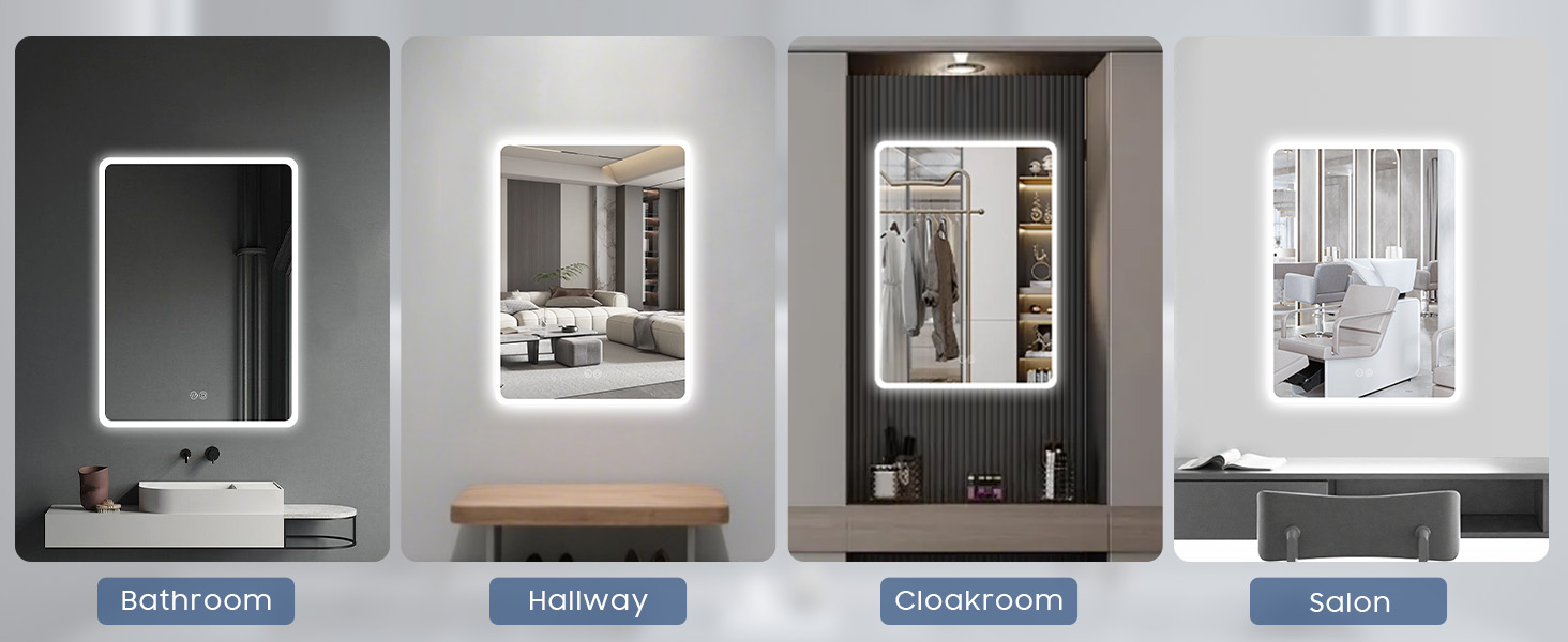 Дзеркало для ванної кімнати Habison з підсвічуванням LED, 50x70 см, сенсорне керування, регулювання кольору світла, пам'ять, протитуманне покриття, матове, без Bluetooth