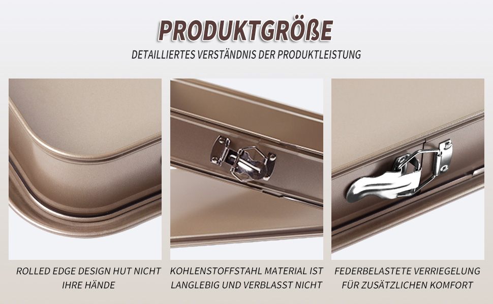 Форма для випічки Notcilgias прямокутна, роз'ємна, для чізкейку, тирамісу, антипригарне покриття, нержавіюча сталь (золото)