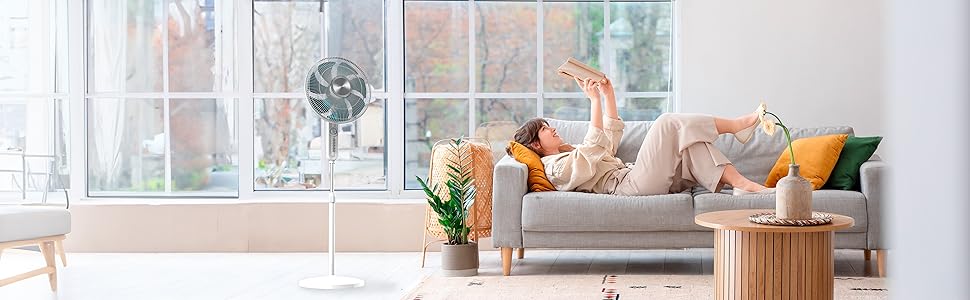 Вентилятор підлоговий Cecotec EnergySilence 610 Max Flow 70 Вт, 40 см, 4 швидкості, таймер 2 год, поворот 90°, регульований кут нахилу, білий/синій