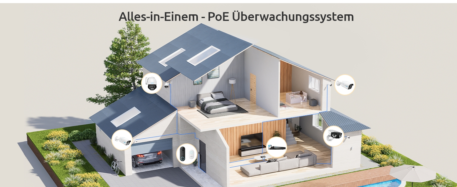 Відеодзвінок Reolink 5MP PoE з Чаймом, UHD, 180° Ultraweitwinkel, двосторонній аудіо, розпізнавання осіб, водонепроникний, з сигналізацією, сумісний з NVR