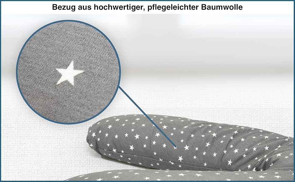 Подушка для вагітних Bear Classic 190 см, анатомічна подушка для сну та підтримки з 100% бавовняного джерсі (Сірі квіти)