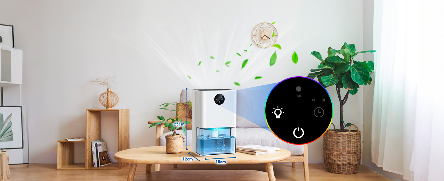 Електричний осушувач повітря для підвалу та квартири 1800 мл з таймером, нічним світлом та автоматичним відтаванням. Тиха робота, 7 кольорів.