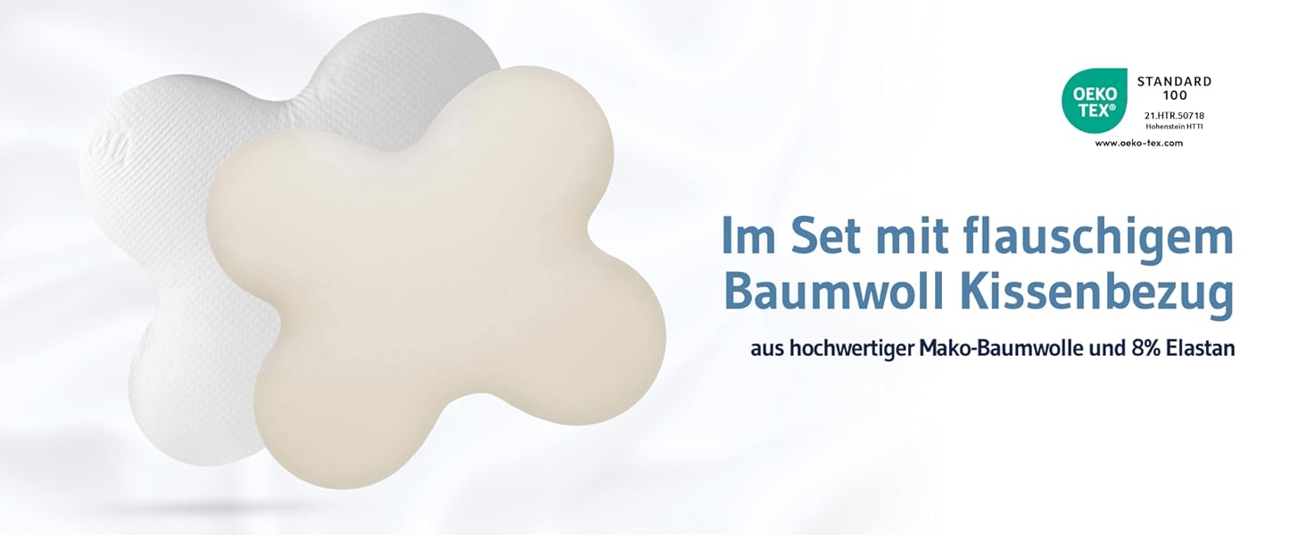 Ортопедична подушка для тих, хто спить на боці Acamar Thermic Ivory, комплект з чохлом, для профілактики болю в шиї, з піною з пам'ефекту, ергономічна подушка з термо-чохлом Acamar