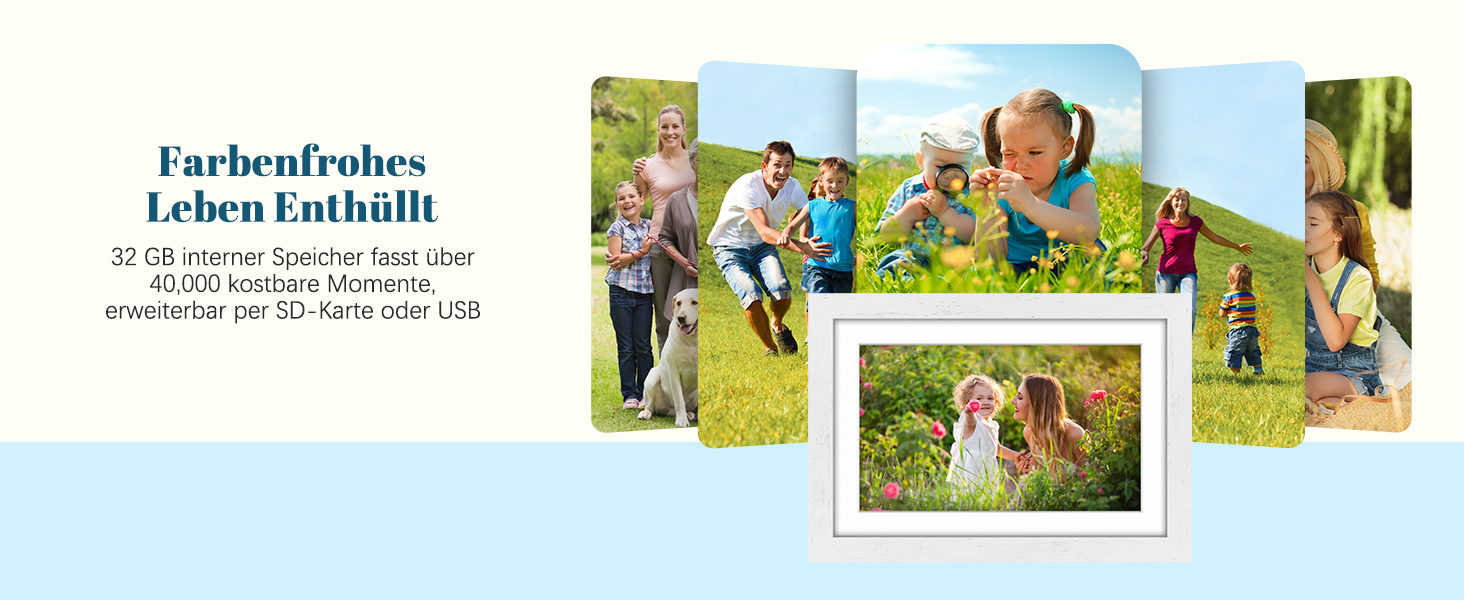 Цифровий фоторамка Eptusmey 10.1 дюймів з Wi-Fi, дуб, 32GB, IPS Touchscreen, відтворення фото/відео через Uhale APP, подарунок для чоловіків та жінок, білий