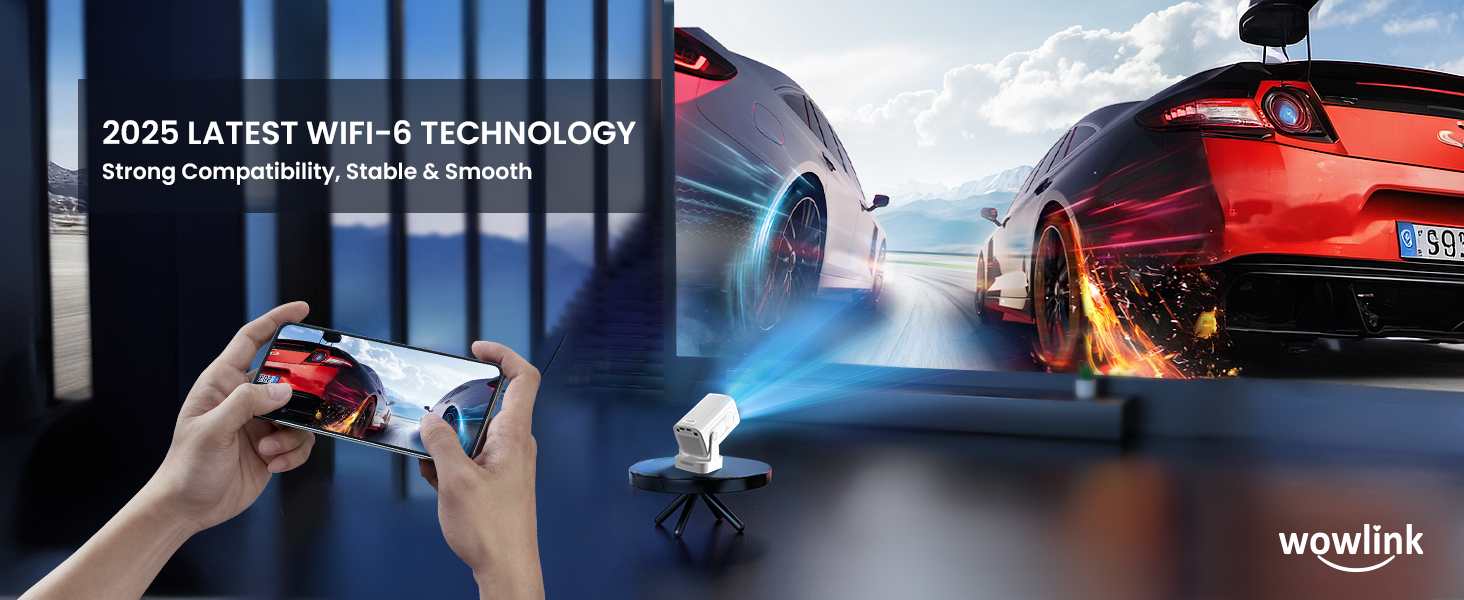 Портативний проєктор Beamer 4K з підтримкою WiFi 6, Bluetooth 5.4 та автофокусом (2025 модель)