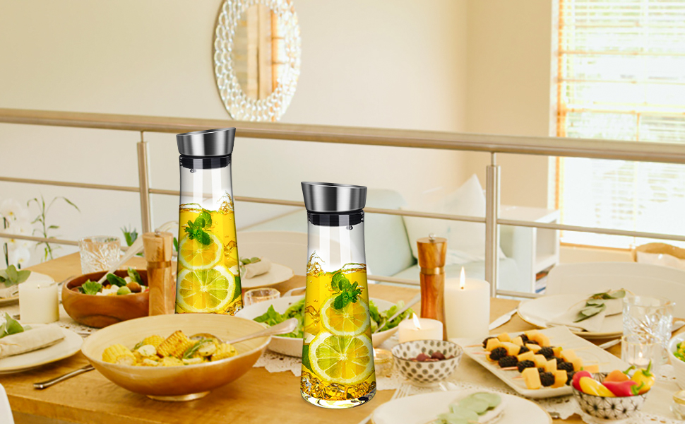 Скляна карафа з кришкою (1 літр) для напоїв: вода, чай, кава, молоко, вино