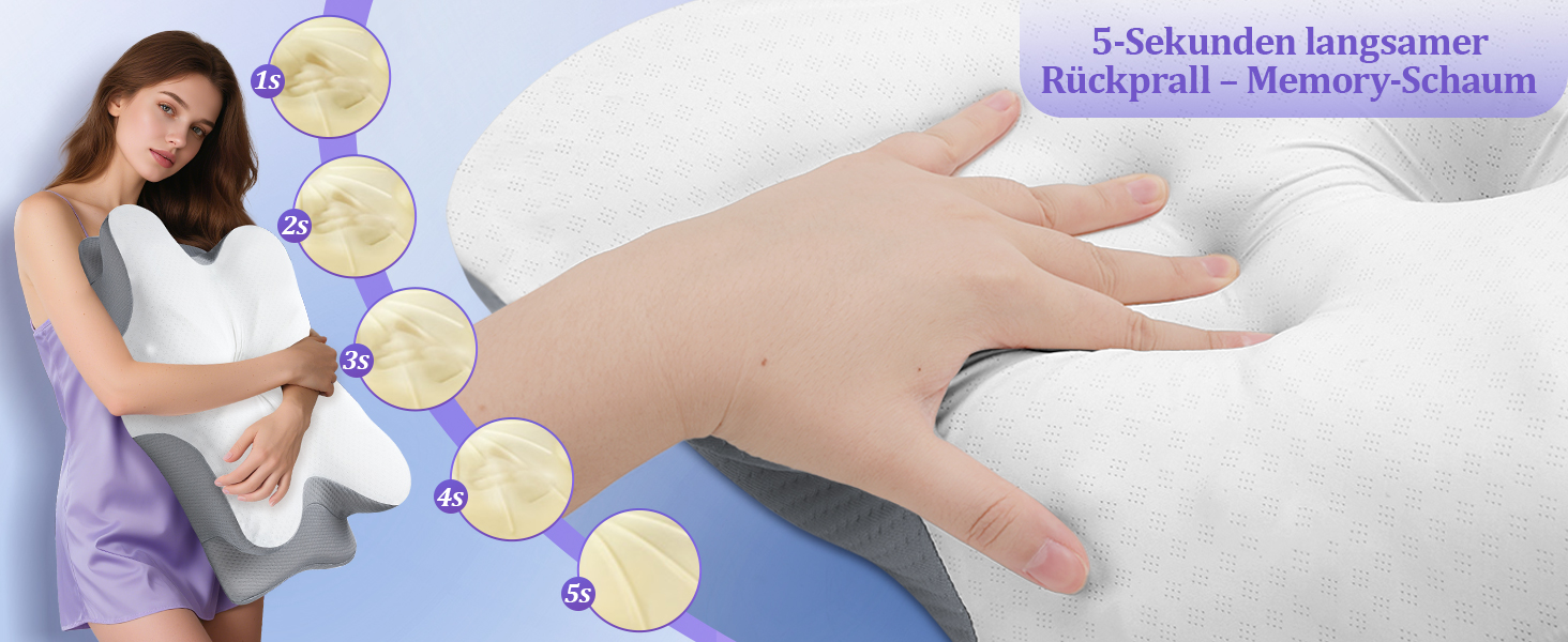 Подушка для шиї з Memory Foam - ортопедична подушка для сну, бічних, спинних та тих, хто спить на животі. Підтримка шиї, ергономічна подушка