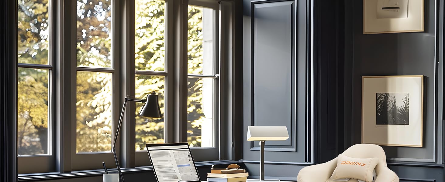 Ігровий крісло Dowinx з регульованою підніжкою, масажером попереку та офісним комфортом, до 200 кг, 165° нахил спинки, бежевий