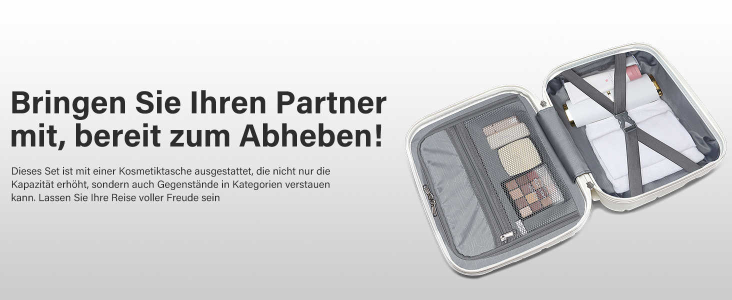 KONO Чемодан середнього розміру 65 см з поліпропілену з TSA замком, 65x46x26.5 см (Крем-білий)