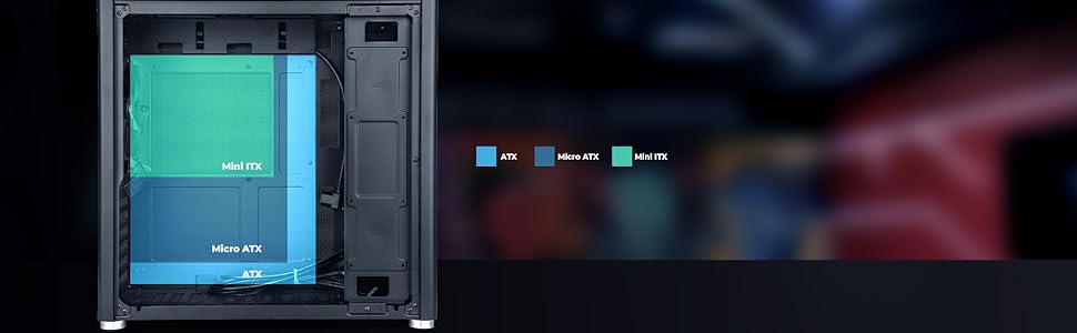 YEYIAN Hussar Plus Full Tower корпус для ПК з прозорою скляною боковиною, сумісний з ATX, Micro ATX, Mini ITX, з вентилятором 120 мм
