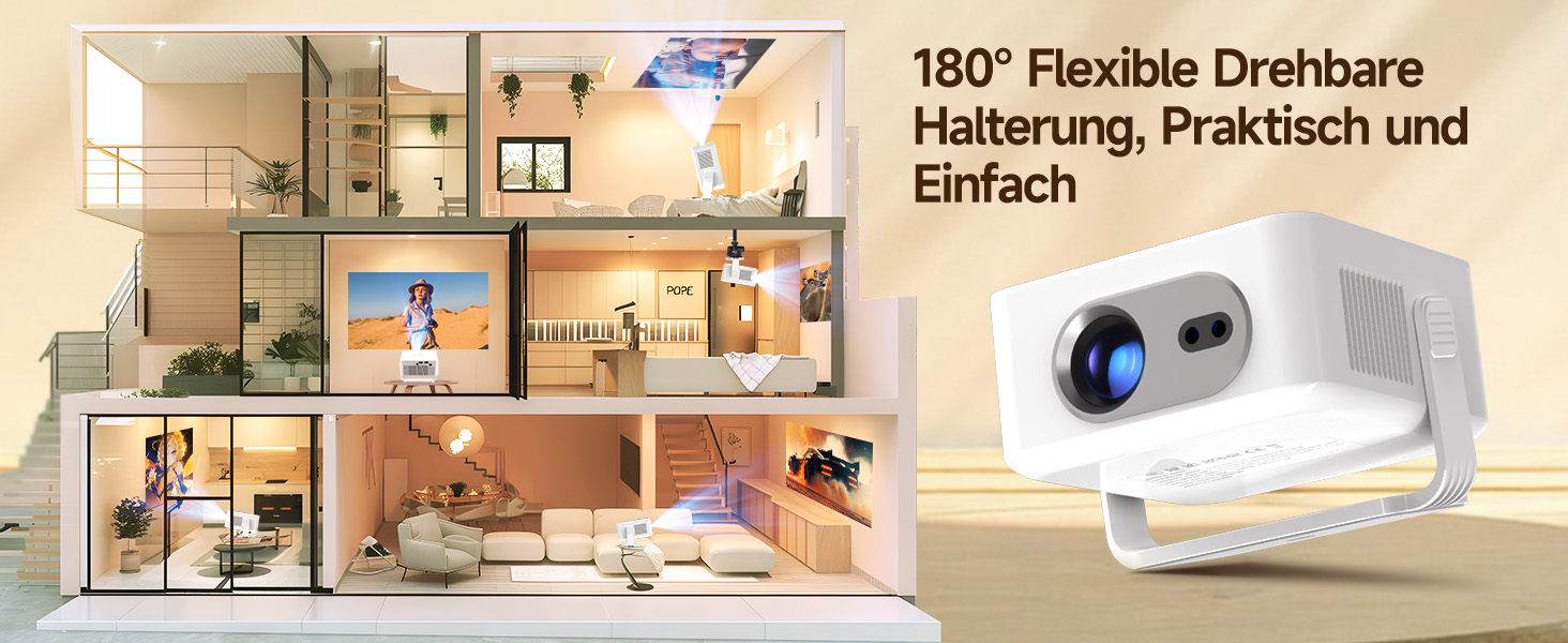 Magcubic HY300max Міні проектор 4K/8K з Android 14, WiFi 6, Bluetooth 5.4, Автофокус, для домашнього кінотеатру, білий