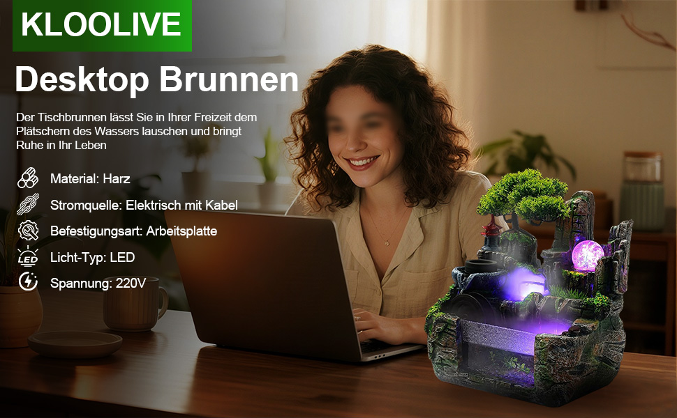Настільний фонтан Zimmerbrunnen: міні-фонтан для дому, офісу, саду, кімнати, медитації, декору, подарунка