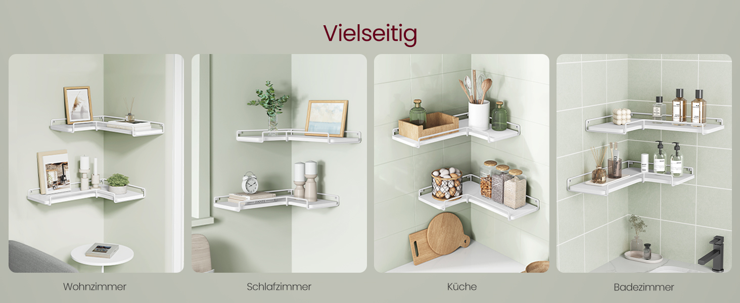 Набір кутових настінних полиць VASAGLE L-подібні, індустріальний стиль, для вітальні, спальні та кухні, білий колір (2 шт.) LLS831B01