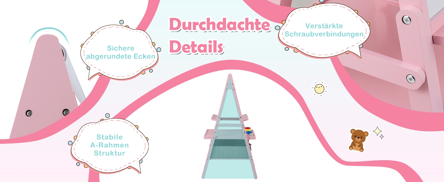 Дитяча мольберт DREAMADE 3 в 1 з магнітною дошкою, крейдою та рулоном паперу, для малювання та творчості, від 3 років (білий)