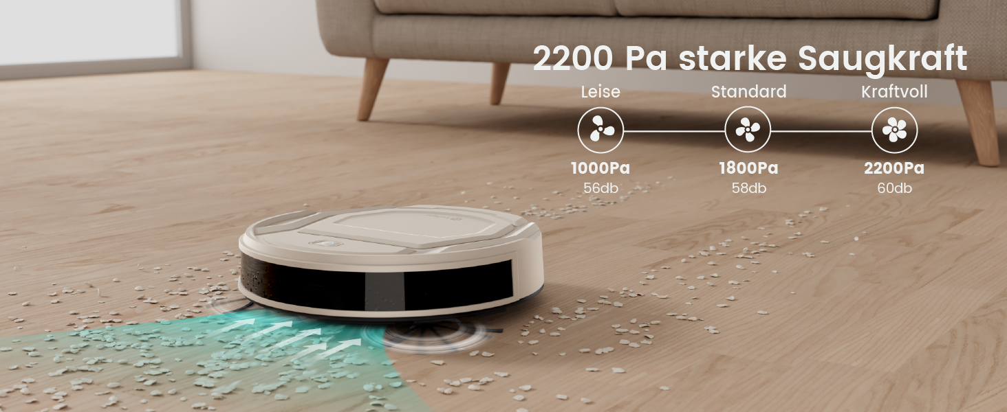 Робот-пилосос LEFANT M210P, супертонкий робот-пилосос, потужність всмоктування 2200 Па, час роботи 120 хв, Wi-Fi, оптимізований для килимів, шерсті домашніх тварин, твердої підлоги, робот-пилосос із зарядною станцією, сіре шампанське M210P Champagne Grey