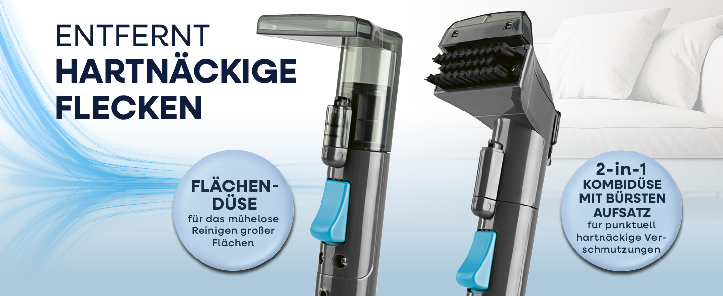 CLEANmaxx Професійний пароочисник та чисник для килимів та м'яких меблів | Пароочисник для плям | EASYmaxx засіб для чищення килимів | Для диванів, авто, килимів, м'яких меблів | Чорний, компактний, 330W