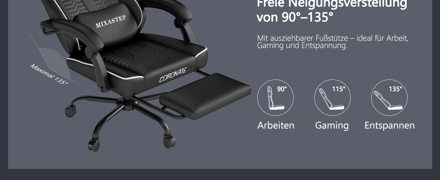 Ергономічне геймерське крісло з підніжкою, підголівником та підтримкою попереку. Регульоване геймерське крісло для дому та офісу. Біле.