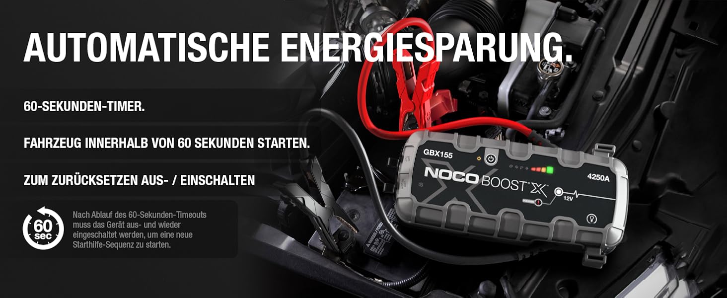 Бустер для авто NOCO Boost X GBX155: Пусковий зарядний пристрій 4250А 12V Lithium для бензинових двигунів до 10.0л та дизельних до 8.0л