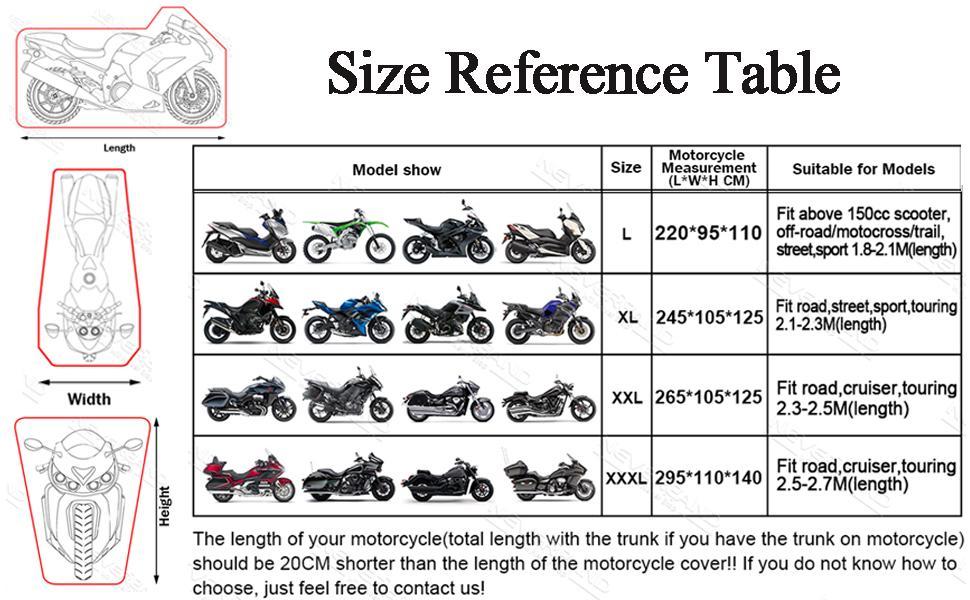 Чохол для мотоцикла NEVERLAND 210D Оксфордська тканина брезент для мотоциклів брезент для мотоциклів відкритий брезент для гаража мотоциклів чохол для роликів зимостійкий водонепроникний 295*110*140 см XXXL(295*110*140 см/116.14*43.34*55.12 дюйм)