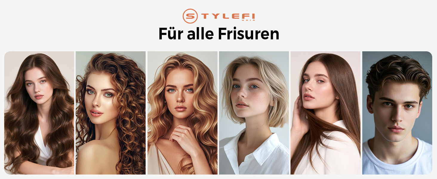 Hairstyler 5-в-1 з ефектом Coandă: Фен-щітка, автоматичний завивач, кругла щітка для об'єму та сушіння (Помаранчевий)