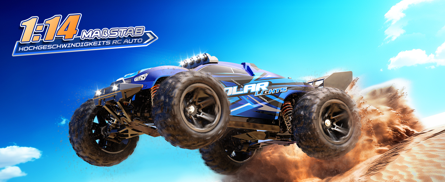 Радіокерований позашляховик 1:14 4WD RC авто для дорослих та дітей, швидкість 40+ км/год, 2 акумулятори 1300mAh, комплект коліс